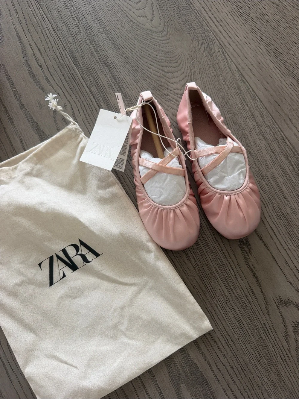 ZARA Kids Light Pink Ballet Flats with Crisscross Straps brand new with tags